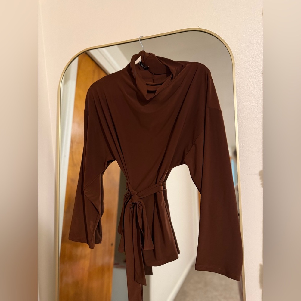 Zara Rich Brown Wrap Top